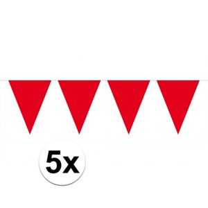 5x vlaggenlijn / slinger rood 10 meter