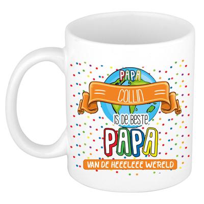 Naam mok papa Collin - wit - de beste - keramiek - 300 ml - Vaderdag/verjaardag