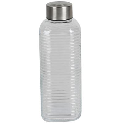 Urban Living Waterfles/drinkfles Vertigo - glas - transparant - met RVS dop - 750 ml