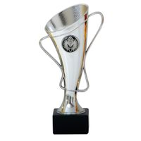 Luxe trofee/prijs beker met oren - zilver - kunststof - 20 x 10 cm - sportprijs   -