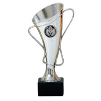 Luxe trofee/prijs beker met oren - zilver - kunststof - 20 x 10 cm - sportprijs   - - thumbnail