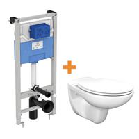Linie Rino hangend toilet hoogglans wit open spoelrand met Ideal Standard ProSys inbouwreservoir