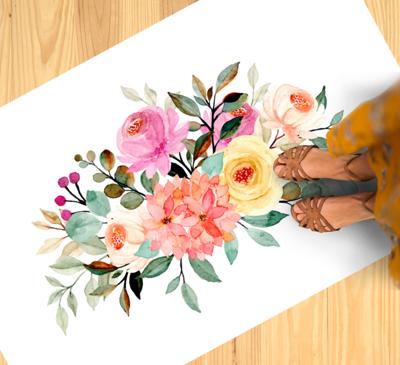 Vinyl tapijt Getekende bloemen met verf