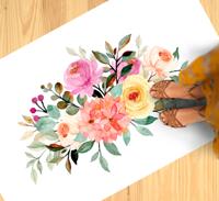 Vinyl tapijt Getekende bloemen met verf