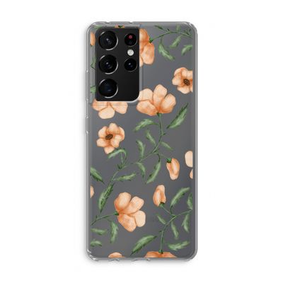 Peachy flowers: Samsung Galaxy S21 Ultra Transparant Hoesje