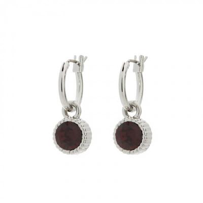 Biba Hang Oorbellen Zilver met Swarovski Steentje Burgundy