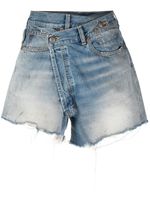 R13 short en jean à finitions à effet usé - Bleu - thumbnail