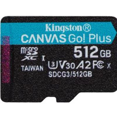 Kingston Technology Canvas Go! Plus flashgeheugen 512 GB MicroSD Klasse 10 UHS-I Kingston Technology Canvas Go! Plus flashgeheugen 512 GB MicroSD Klasse 10 UHS-I