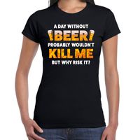 A day Without Beer fun shirt zwart voor dames drank thema 2XL  - - thumbnail