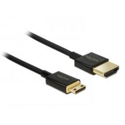 Delock 84787 HDMI-kabel HDMI Aansluitkabel HDMI-A-stekker, HDMI-mini-C-stekker 0.5 m Zwart Vergulde steekcontacten, 4K UHD, Verdraaid, Afgeschermd (drievoudig)