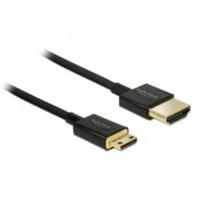 Delock 84787 HDMI-kabel HDMI Aansluitkabel HDMI-A-stekker, HDMI-mini-C-stekker 0.5 m Zwart Vergulde steekcontacten, 4K UHD, Verdraaid, Afgeschermd (drievoudig)