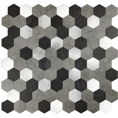 Zelfklevende Mozaïek Tegel - Afimera Mix Hexagon - Grijs/Zwart - 288x280x4mm