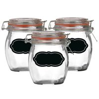 Weckpot/inmaakpot - 4x - 750 ml - glas - met beugelsluiting - incl. etiketten