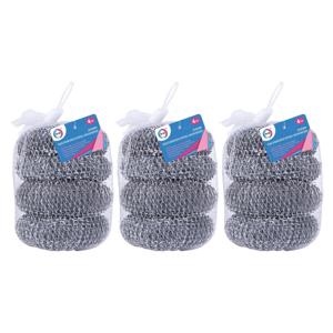 Schuursponsjes - RVS - 12x - staalspons - sponzen - 6 cm