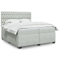 Boxspring met matras fluweel lichtgrijs 200x200 cm
