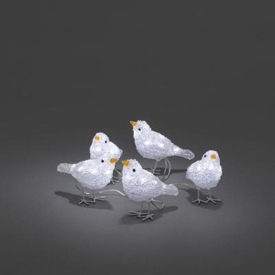 Verlicht kerstfiguur voor buiten - 5 vogels wit - 40 LEDs - Neutraal wit - Dimbaar - 12 cm hoog - Kerstverlichting