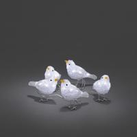Verlicht kerstfiguur voor buiten - 5 vogels wit - 40 LEDs - Neutraal wit - Dimbaar - 12 cm hoog - Kerstverlichting