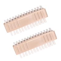 Nagelborstel tweezijdig bezet - 2x - beige - Persoonlijke verzorging - Kunststof - kunstvezel - 8 cm