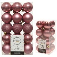 Kerstversiering kunststof kerstballen oud roze 4-6 cm pakket van 46x stuks - thumbnail