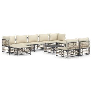 The Living Store Loungebank Antraciet Poly Rattan - 72x72x66 cm - Weerbestendig