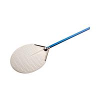 Pizzaschep - Ø33 cm - geperforeerd - handvat: 60 cm - Geanodiseerd aluminium)