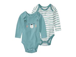 lupilu 2 babyrompers (74/80, Groen/wit)