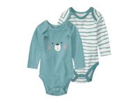 lupilu 2 babyrompers (74/80, Groen/wit)