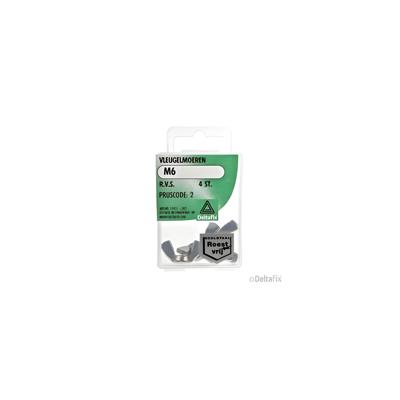 Vleugelmoer m6 rvs 4st - Deltafix