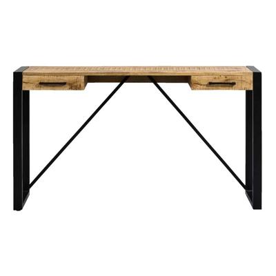 Leen Bakker - Bureau Kyan - Zwart/naturel - 78x140x40 Cm - Metaal/Metaal - Bruin#Zwart