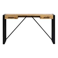 Leen Bakker - Bureau Kyan - Zwart/naturel - 78x140x40 Cm - Metaal/Metaal - Bruin#Zwart