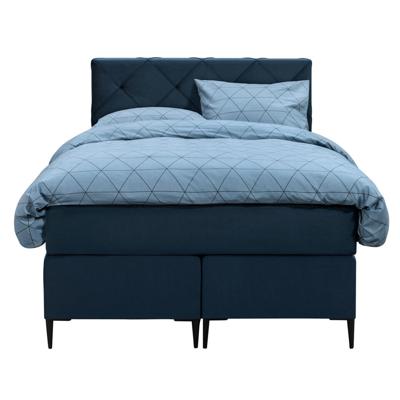 Leen Bakker - Boxspring Liv Geruit - 120x200 Cm - Slanke Poot - Stof/Velvet - Blauw