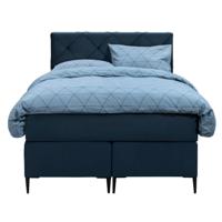 Leen Bakker - Boxspring Liv Geruit - 120x200 Cm - Slanke Poot - Stof/Velvet - Blauw