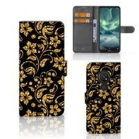 Nokia 7.2 | Nokia 6.2 Hoesje Gouden Bloemen