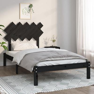 Bedframe massief hout zwart 100x200 cm