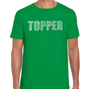 Glitter t-shirt groen Topper rhinestones steentjes voor heren - Glitter shirt/ outfit