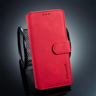 Dg. MING retro olie kant horizontale flip case voor Galaxy S10 Plus met houder & kaartsleuven & portemonnee (rood)
