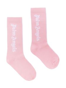 Palm Angels Kids logo-intarsia ribbed socks - Rose