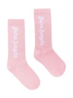 Palm Angels Kids logo-intarsia ribbed socks - Rose - thumbnail