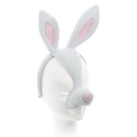 Lichtgrijs feest masker konijn - Verkleedmaskers - thumbnail