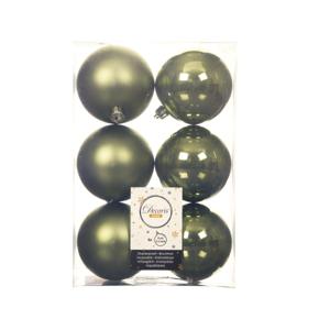 Decoris Kerstballen - 6x st - mosgroen - D8 cm - kunststof - kerstversiering