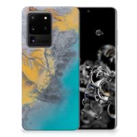 Samsung Galaxy S20 Ultra | TPU | Siliconen hoesje | Marble Blue Gold