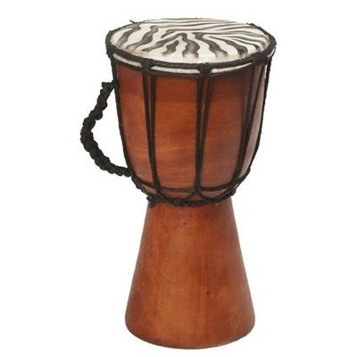 Nature Planet Drum/Trommel - handgemaakt - met zebraprint - 25 cm