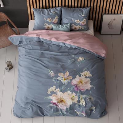 Dekbedovertrek Gigi - Blauw - Lits-Jumeaux (240x220 Cm) - Blauw Microvezel - Bloemen - Sleeptime Essentials - Dekbed-Discounter.nl