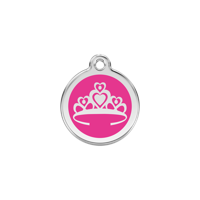 Crown Hot Pink roestvrijstalen hondenpenning small/klein dia. 2 cm - Reddingo