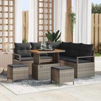 Tuinbankenset met kussen 8 pcs Grijs poly rattan
