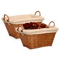 Rieten opberg mand - 2x - gevlochten riet - bruin - 52 x 35 x 30 cm - met hengsels