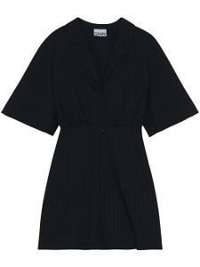 GANNI robe-chemise courte à fines rayures - Noir