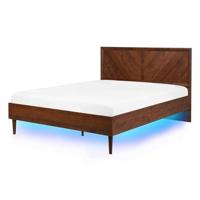 Beliani-MIALET -Bed LED-Donkere houtkleur-140 x 200 cm-Vezelplaat - thumbnail