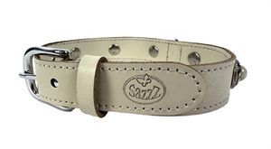 SAZZZ HALSBAND HOND ADVENTURE STONE CLASSIC LEER CREME 42-50X2,5 CM