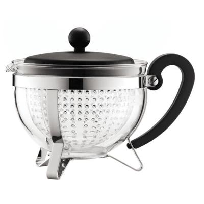 Theepot - Bodum - Chambord - 1 L - Glas - Roestvrij staal - Grijs
